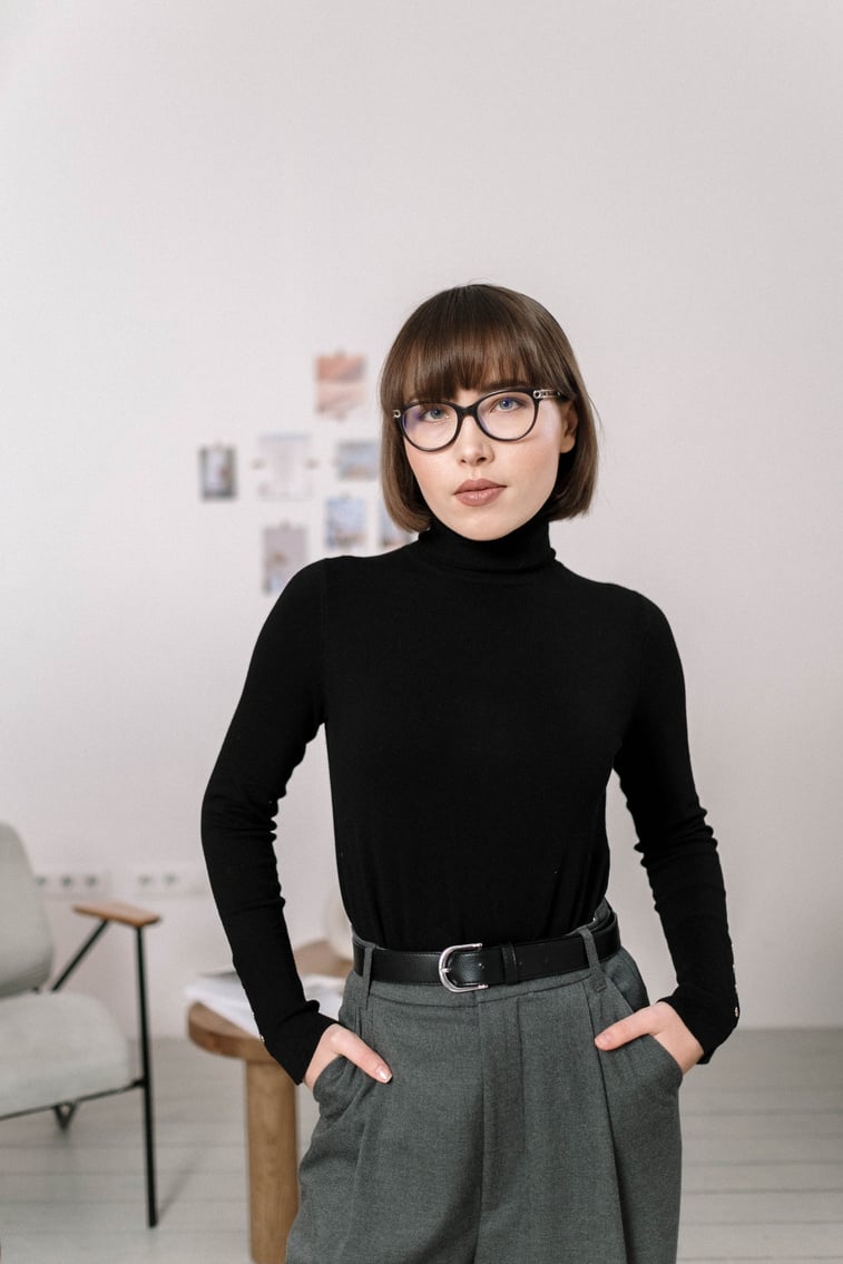 A Woman Wearing a Black Turtleneck